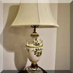 D21. Urn shaped porcelain lamp with flowers. 26” - $64 